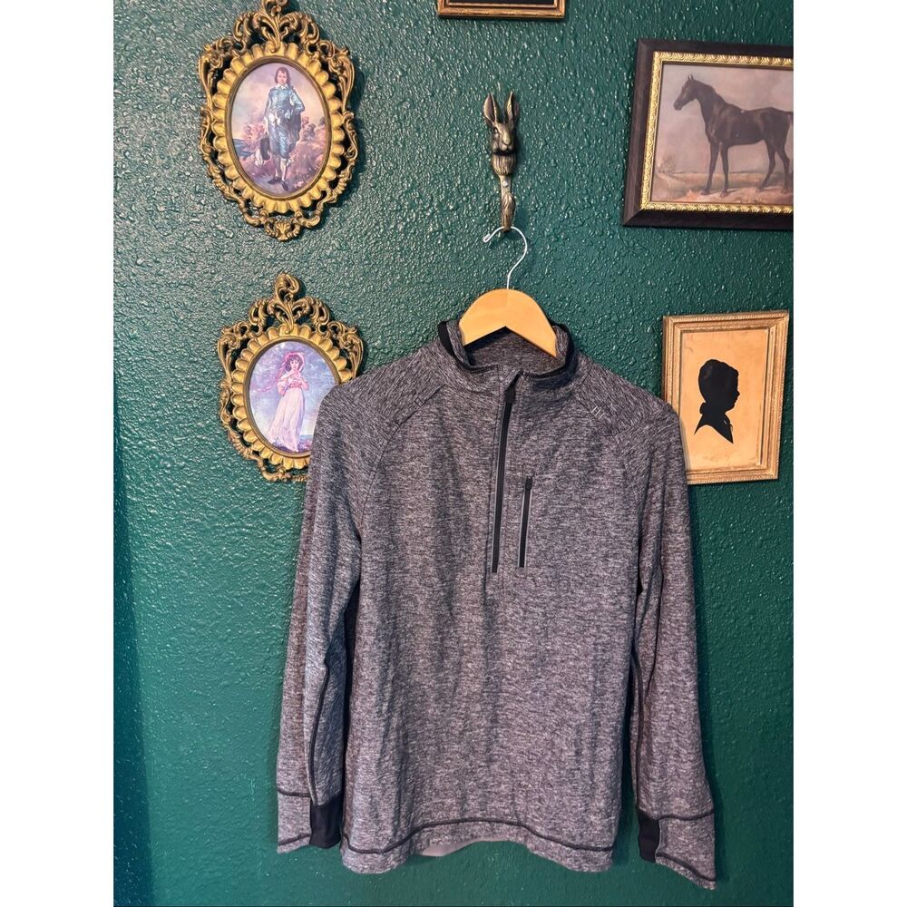 Lululemon Surge Warm Shield 1/2 Zip Gray Black Top Mens Small OG Long Sleeve Moc